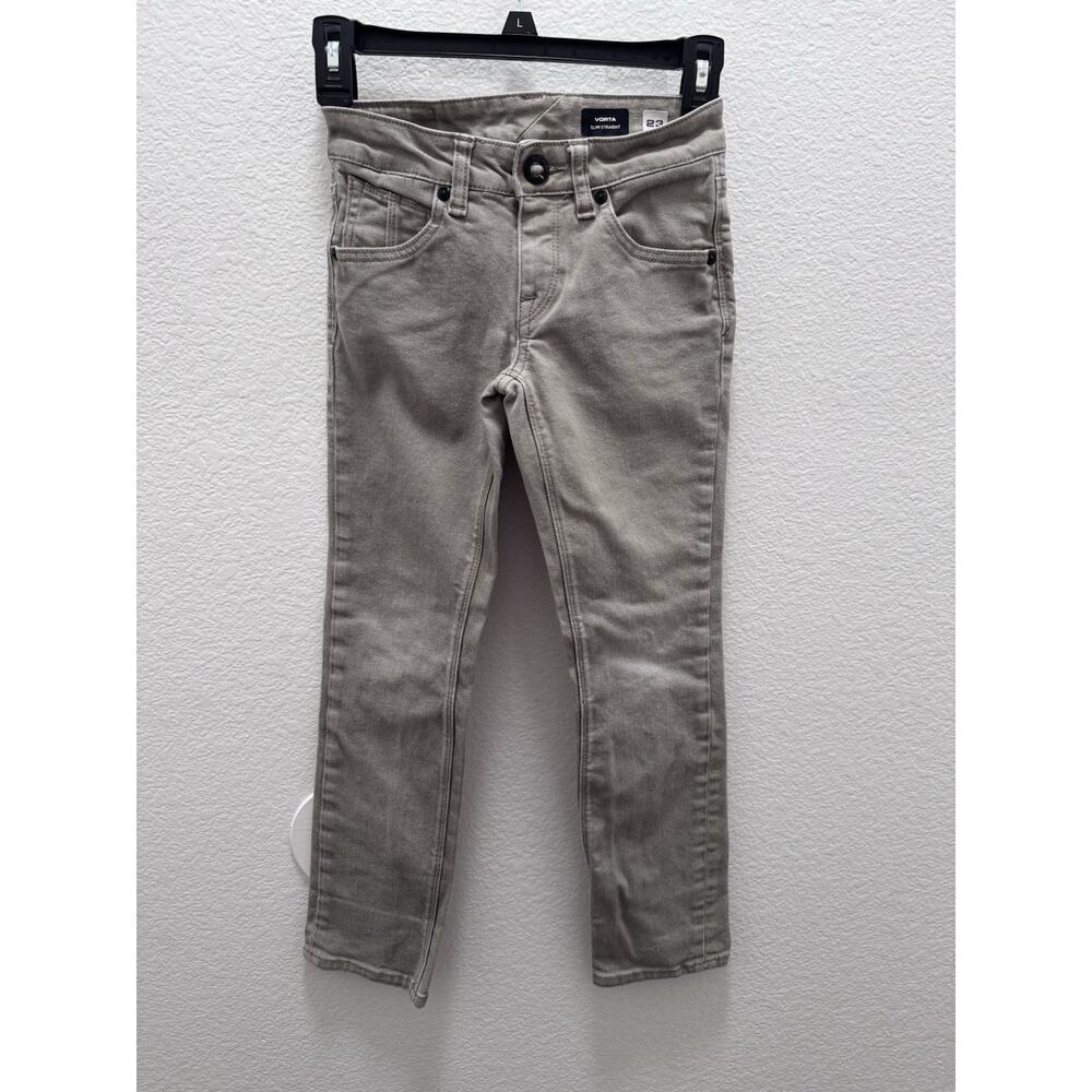 Volcom Vorta Slim Straight Boys' Gray Denim Jeans Size 23 SIze 10 Youth